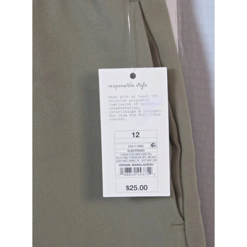 Women's High-Rise Tailored Shorts - A New Day- Olive Green Women's SIze 4 NEW
